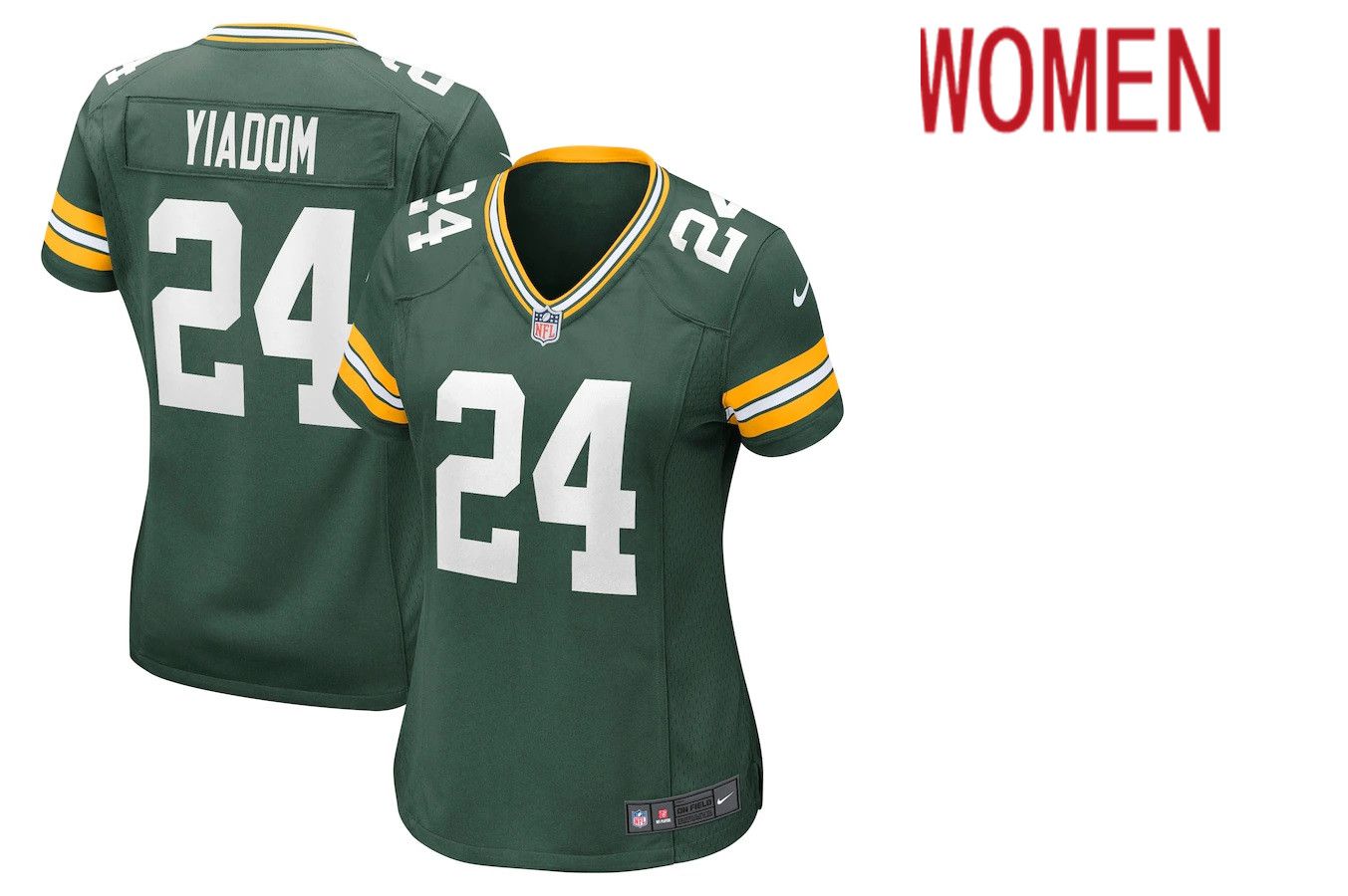 Women Green Bay Packers #24 Isaac Yiadom Nike Green Game NFL Jersey->women nfl jersey->Women Jersey